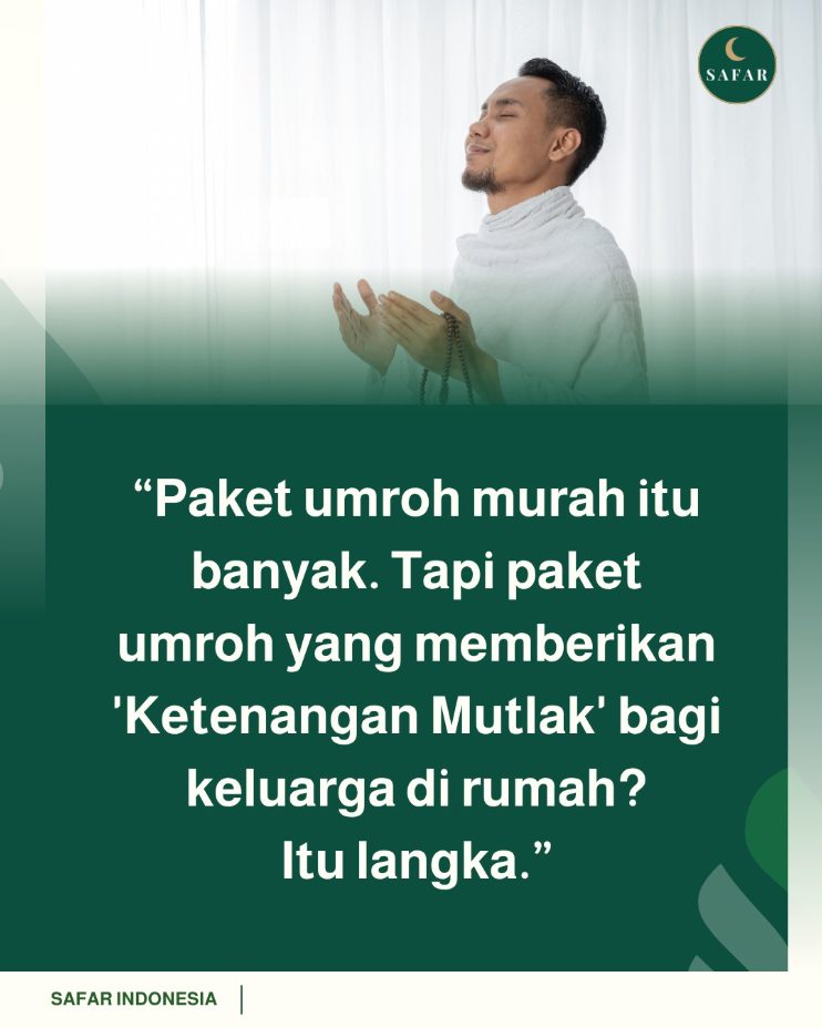 Sampai kapan bisnis travel Anda mau terjebak dalam perang harga paket murah yang melelahkan?

Di industri haji dan umroh saat ini, memotong harga jualan hanya akan mengikis margin keuntungan dan menurunkan kualitas pelayanan Anda di lapangan. Calon jemaah masa kini—terutama keluarga muda yang membiayai perjalanan orang tuanya—tidak lagi sekadar mencari siapa yang paling murah.

Mereka mencari kepastian. Mereka mencari siapa yang bisa dipercaya menjaga orang tua mereka di tengah jutaan manusia.

Ketika Anda mengintegrasikan SAFAR ke dalam paket perjalanan Anda, Anda tidak sedang menjual alat pelacak lokasi. Anda sedang menjual sebuah Value-Add Product premium: Ketenangan Mutlak.

Travel kompetitor menawarkan fasilitas hotel dekat masjid.

Travel Anda menawarkan kepastian bahwa jemaah lansia mereka terpantau aman setiap detik, langsung di layar HP keluarga di tanah air.

Inilah pembeda utama (Unique Selling Point) yang membebaskan brand travel Anda dari jebakan perang harga dan langsung menaikkan kelas agensi Anda ke segmen premium yang bernilai tinggi.

Berhentilah bersaing di level bawah. Naikkan standar proteksi pelayanan Anda sekarang.

Mari diskusikan bagaimana SAFAR dapat menaikkan nilai jual paket travel Anda musim ini klik tautan di bio untuk menjadwalkan demo sistem terpadu kami secara gratis. 🙌

#SafarIndonesia #BisnisUmroh #ValueAddProduct #StrategiBisnisTravel #PremiumUmroh #ManajemenTravel #UniqueSellingPoint #DigitalisasiTravel #KBIHU