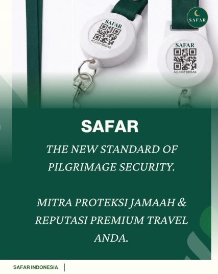 Di industri travel umroh dan haji, reputasi Anda dipertaruhkan setiap kali rombongan berangkat. Kompetisi saat ini bukan lagi tentang siapa yang menawarkan harga termurah, melainkan siapa yang mampu memberikan kepastian, kenyamanan, dan keamanan tertinggi.

Memperkenalkan SAFAR — Ekosistem proteksi digital kontemporer yang dirancang khusus sebagai mitra strategis agen travel haji dan umroh premium.

Kami memahami bahwa aset terbesar travel Anda adalah kepercayaan jamaah beserta keluarga yang menunggu di tanah air. Oleh karena itu, SAFAR hadir dengan integrasi terpadu:

Proteksi Real-Time Lapangan: Mengurangi risiko jamaah terpisah di keramaian secara drastis melalui perangkat portabel yang andal.
Dasbor Monitor Operator: Memberikan kontrol penuh bagi Tour Leader dan manajemen travel untuk memantau seluruh rombongan secara instan.
Ketenangan Mutlak Keluarga: Akses pantauan instan ramah lansia bagi keluarga di rumah, cukup masuk menggunakan kode undangan via WhatsApp tanpa kata sandi yang rumit.

Bukan sekadar alat pelacak biasa, SAFAR adalah Unique Selling Point (USP) yang akan menaikkan nilai jual paket travel Anda secara signifikan, sekaligus melindungi nama baik agensi Anda dari kendala operasional di lapangan.

Selamatkan reputasi brand Anda dan berikan standar pelayanan terbaik musim ini.

Ingin mempelajari skema kemitraan atau jadwalkan demo dasbor?
Hubungi tim B2B kami melalui tautan di bio, atau kirimkan pesan langsung (DM) dengan menyertakan nama travel Anda sekarang.

#SAFARPremium #ProteksiJamaah #KemitraanB2B #TravelUmrohHaji #SmartUmroh #DigitalisasiTravel #KBIHU